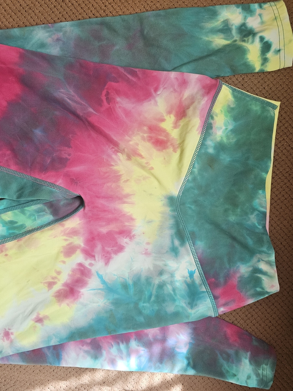 Tie-Dye High-Waist Leggings in Pink, Teal & Yellow
